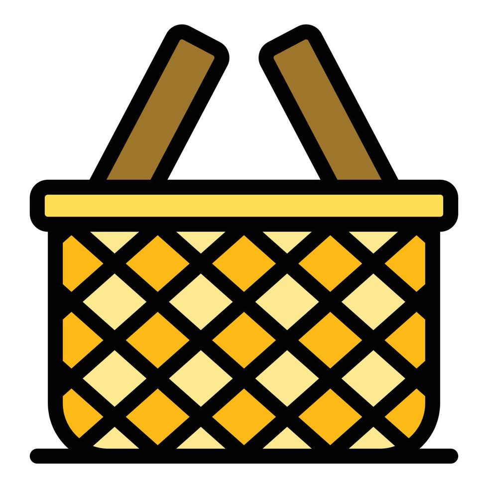 Empty wicker icon color outline vector