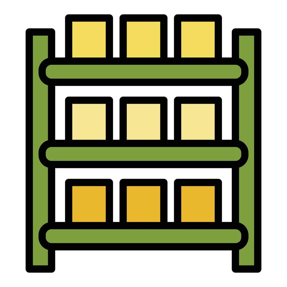 Warehouse parcel rack icon color outline vector