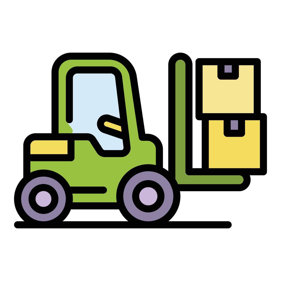 Forklift icon color outline vector