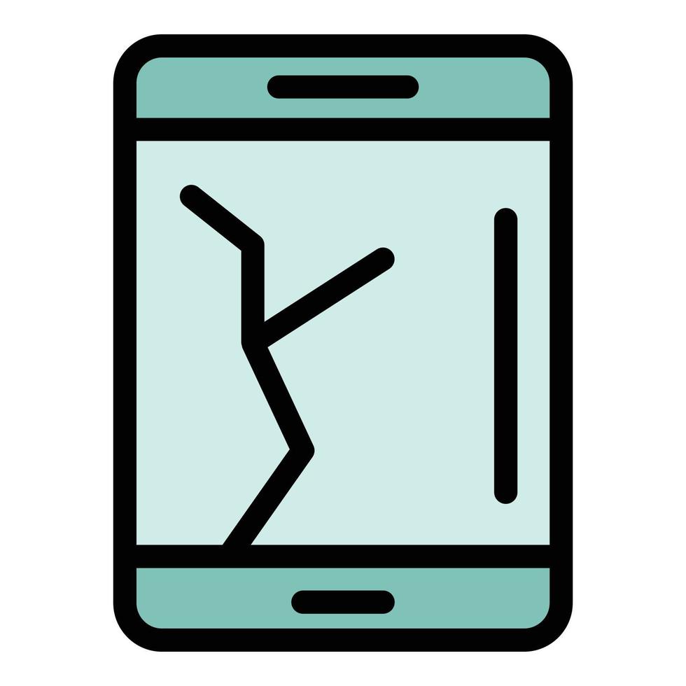 Broken display smartphone icon color outline vector