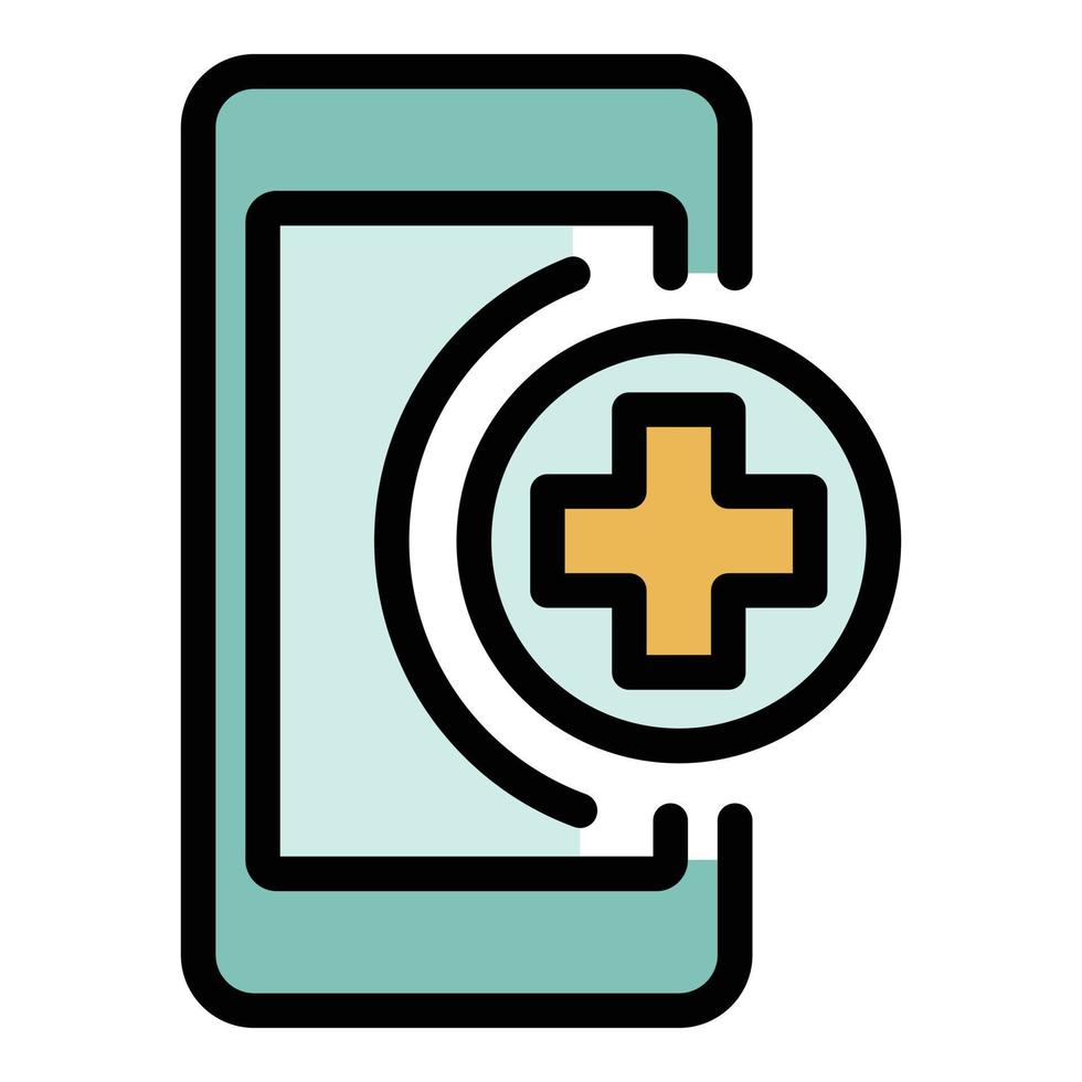 First help smartphone icon color outline vector