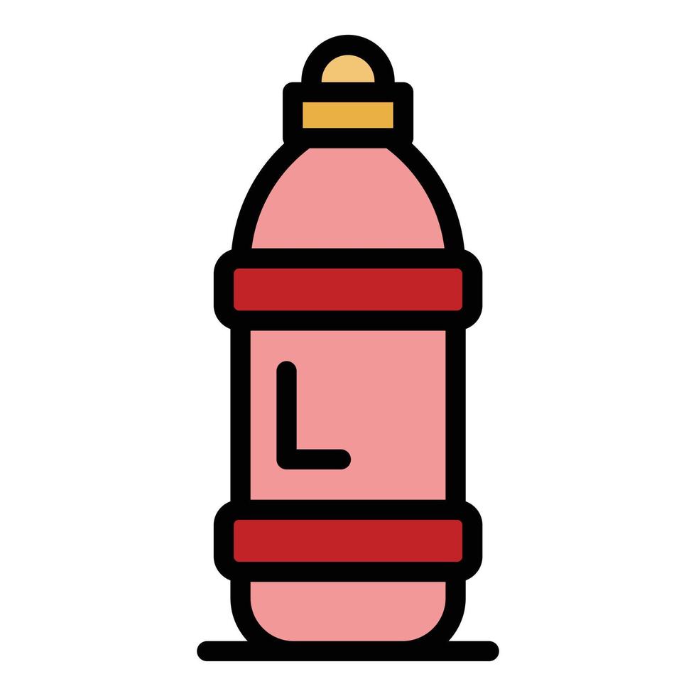 vector de contorno de color de icono de botella de aceite de plástico