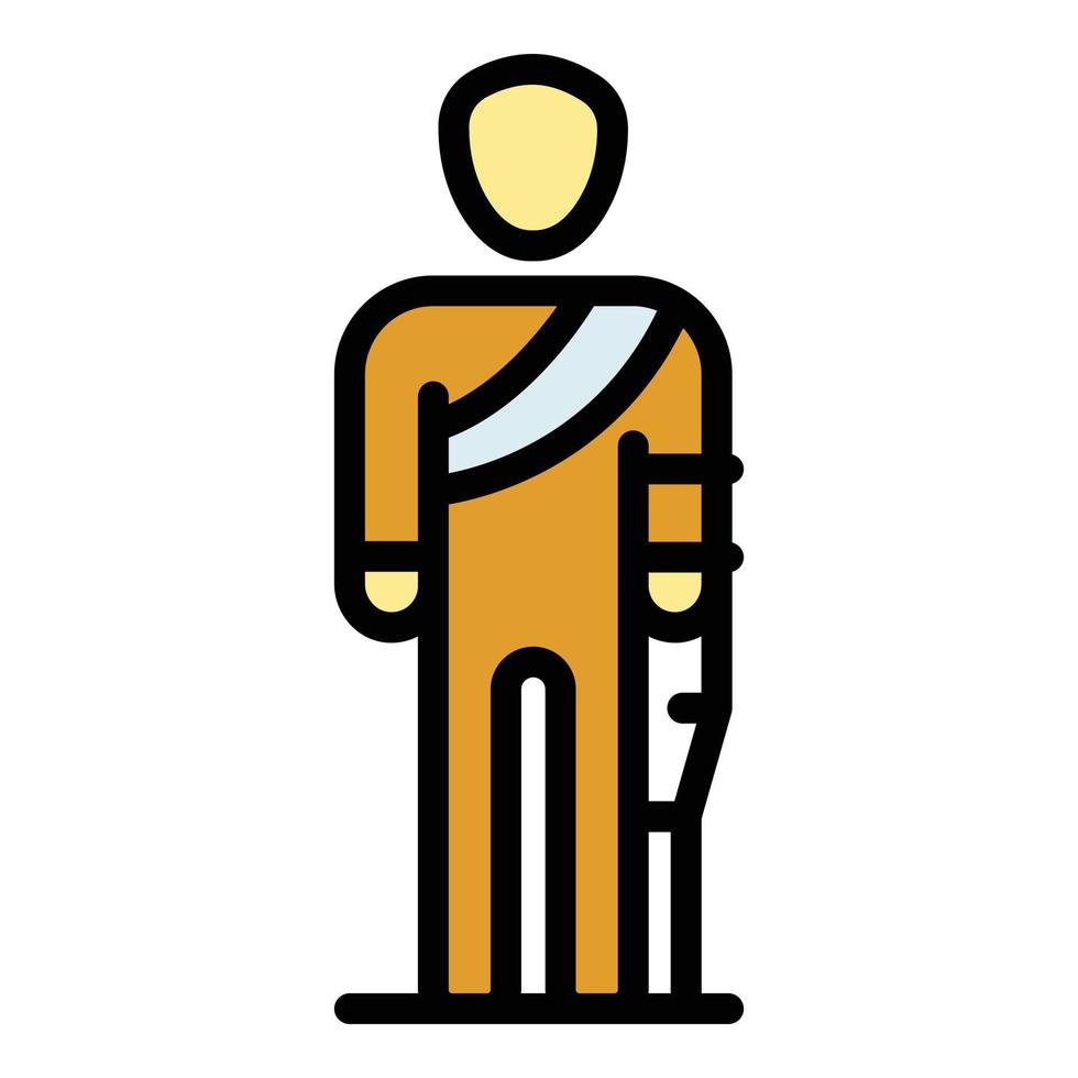 Sad injury man icon color outline vector