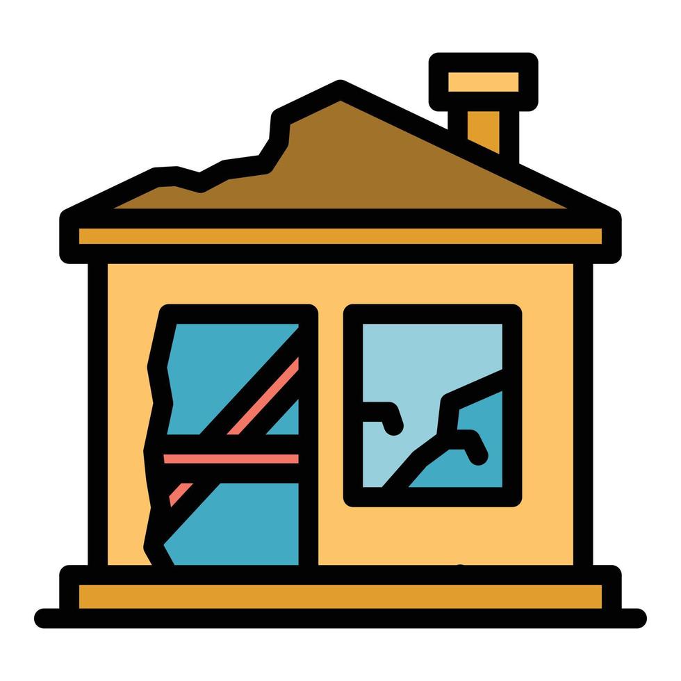 Destroyed home icon color outline vector