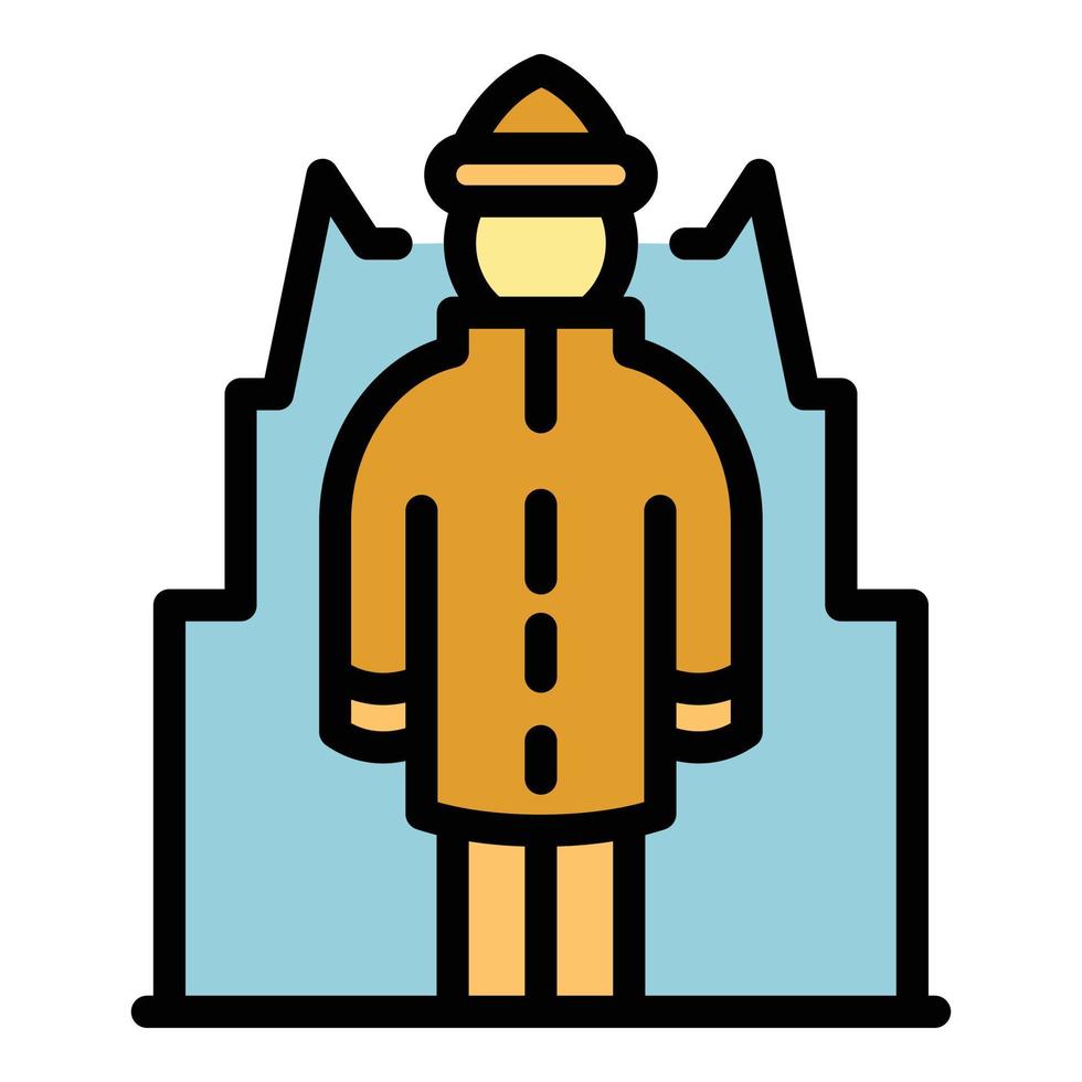 Homeless senior man icon color outline vector