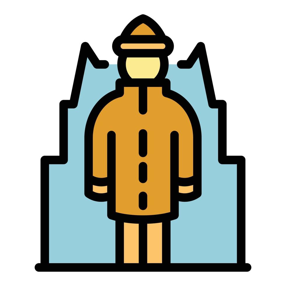 Homeless senior man icon color outline vector