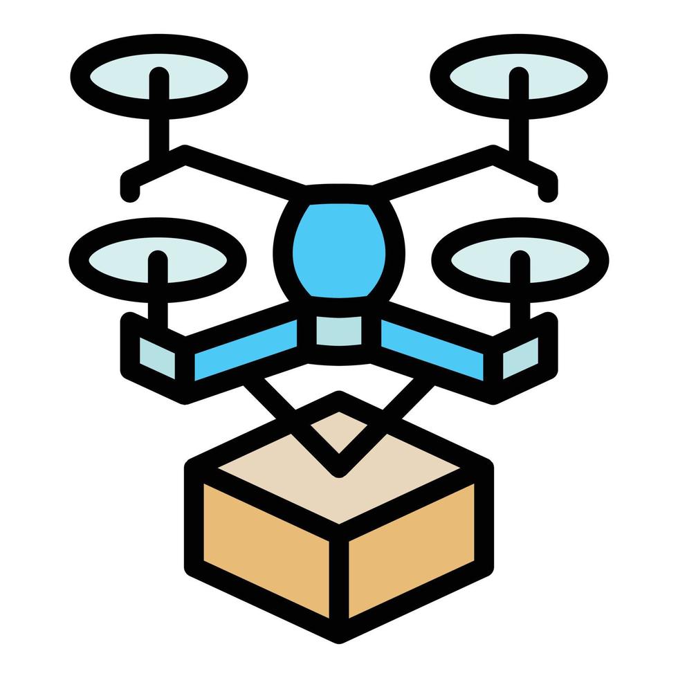 Drone delivery icon color outline vector
