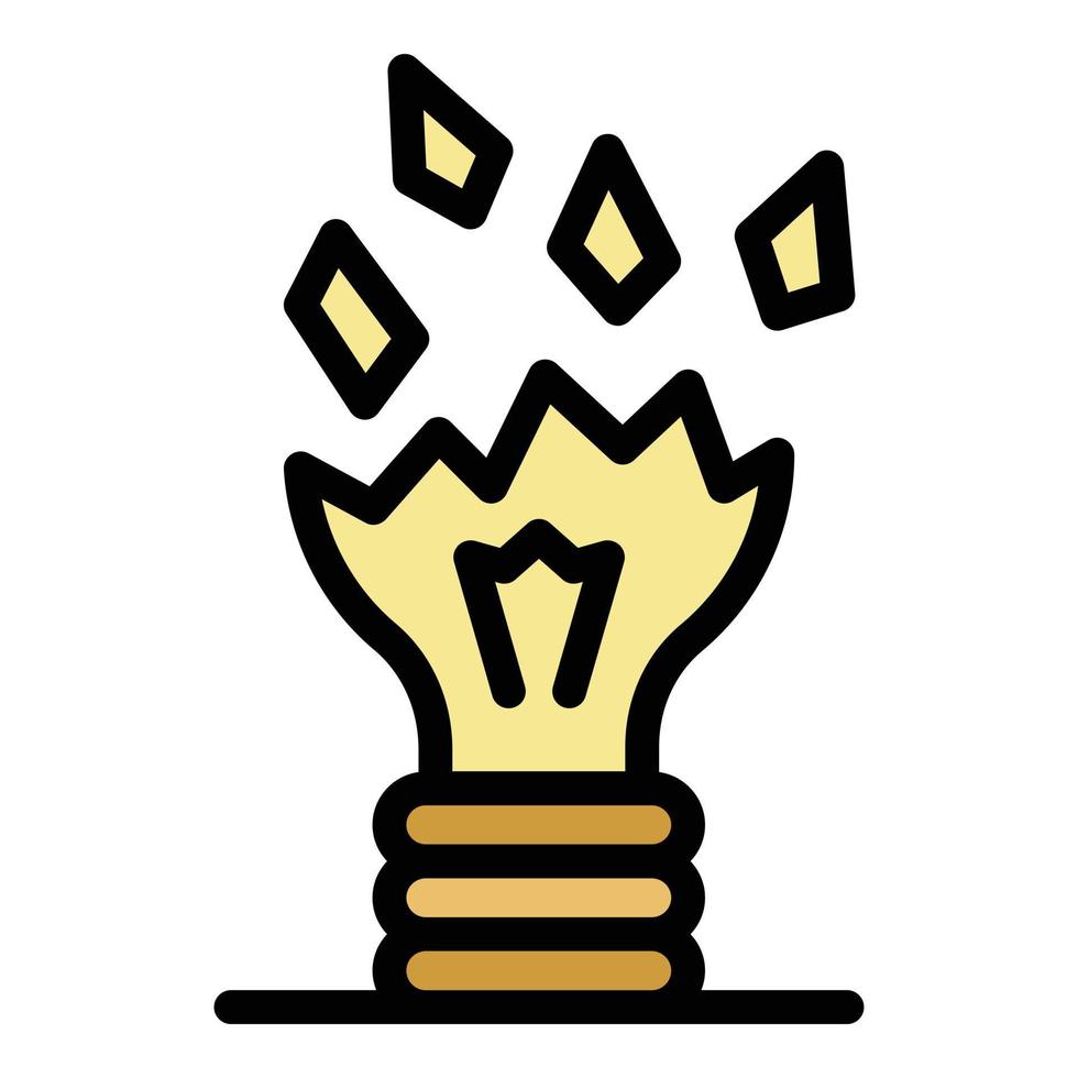 Cracked bulb icon color outline vector