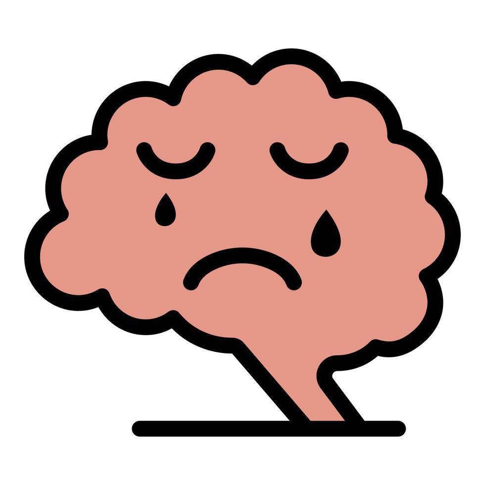 Depression brain icon color outline vector