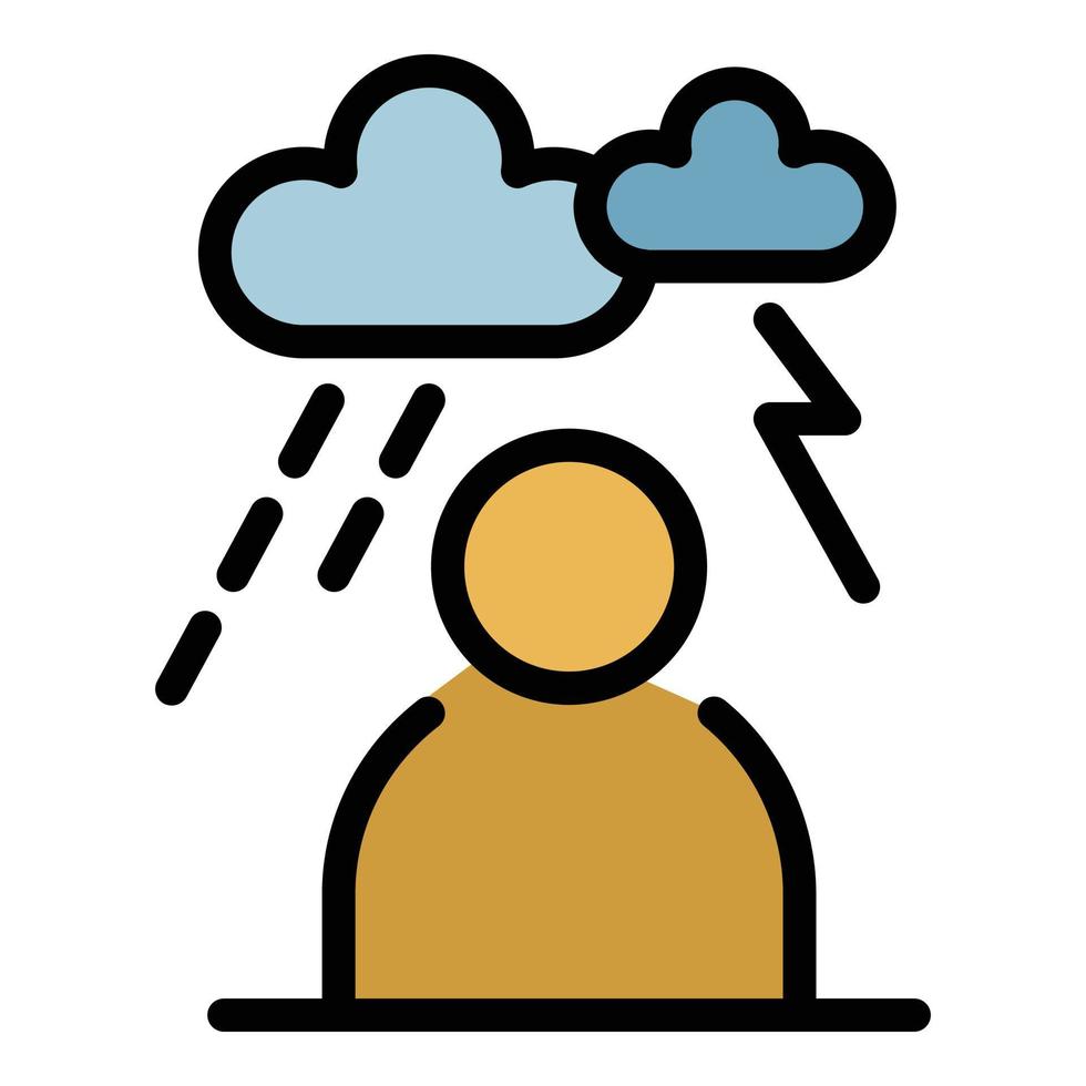 Storm depression man icon color outline vector
