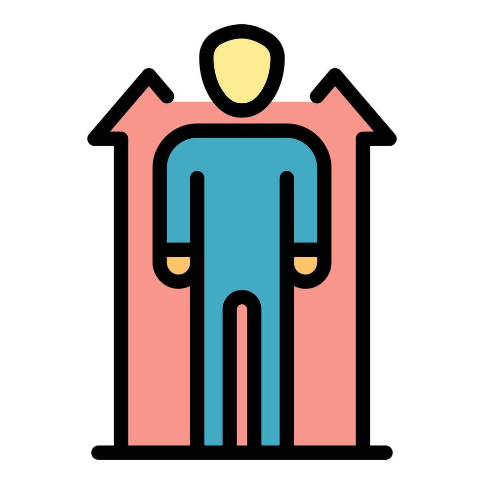Man and two up arrows icon color outline vector