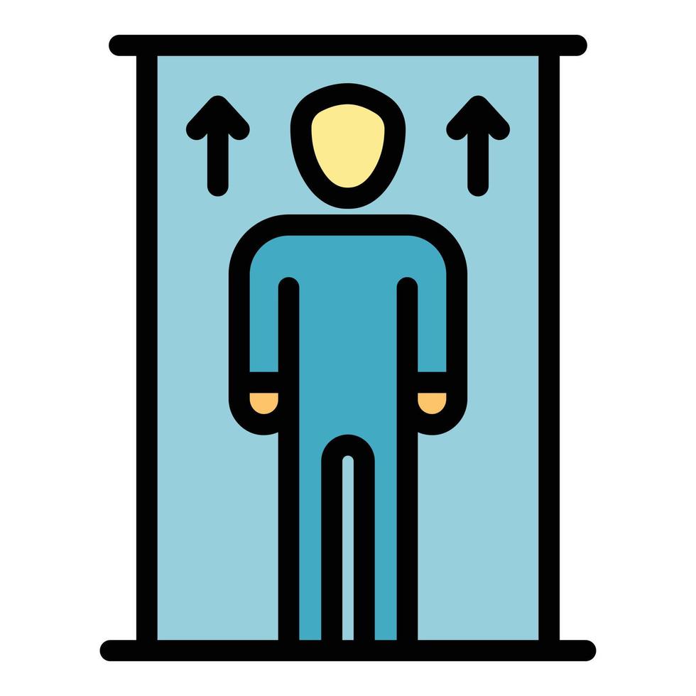 Man in elevator up arrows icon color outline vector