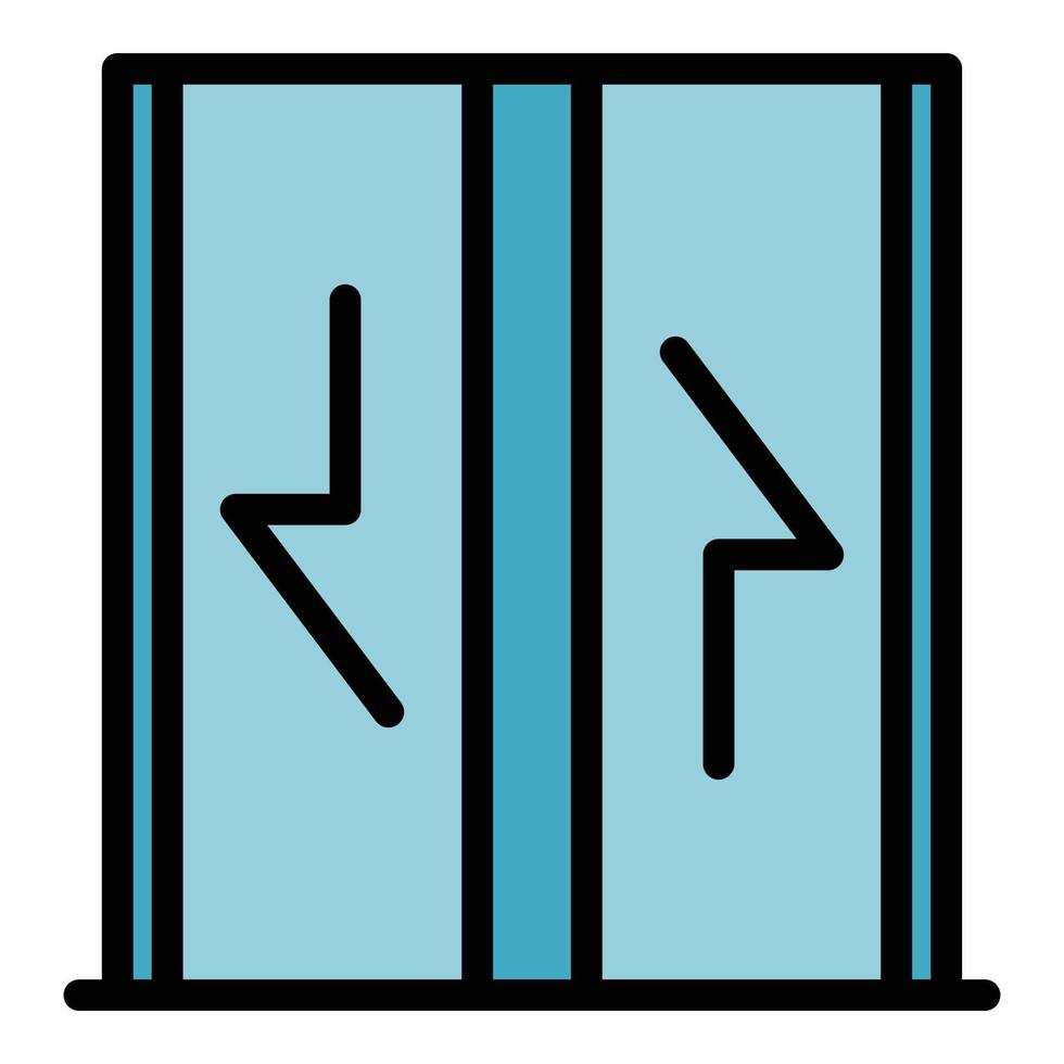Elevator doors with arrows icon color outline vector