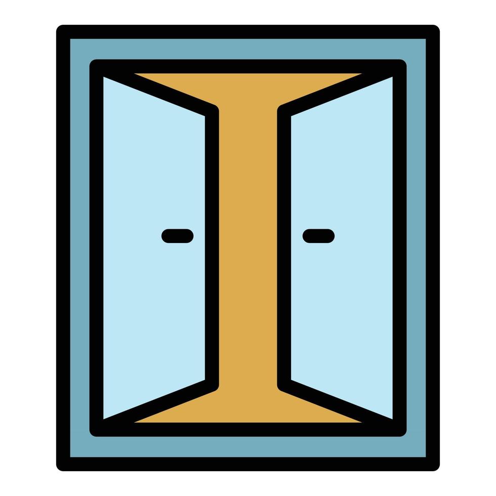 Double door open inside icon color outline vector