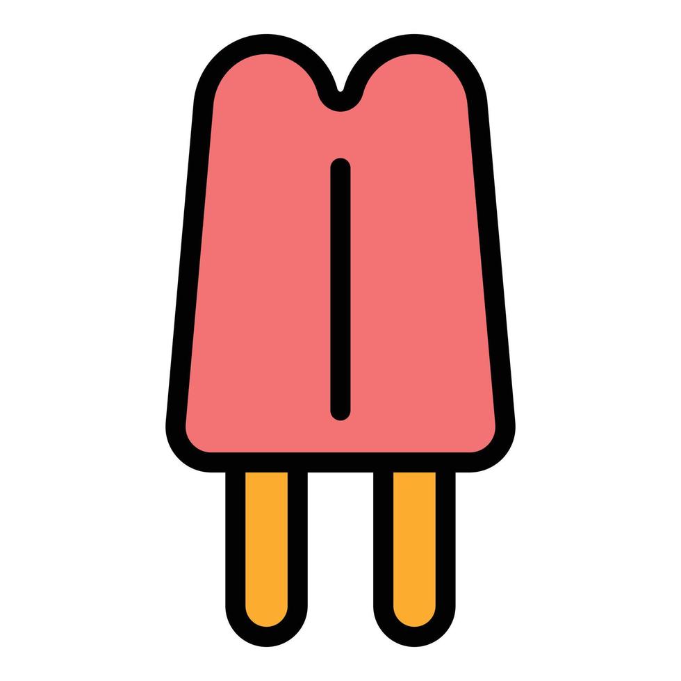 vector de contorno de color de icono de helado de doble palo