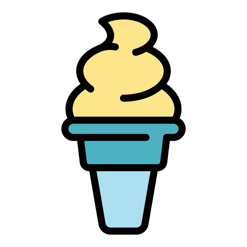 helado en un vector de contorno de color de icono de taza cónica