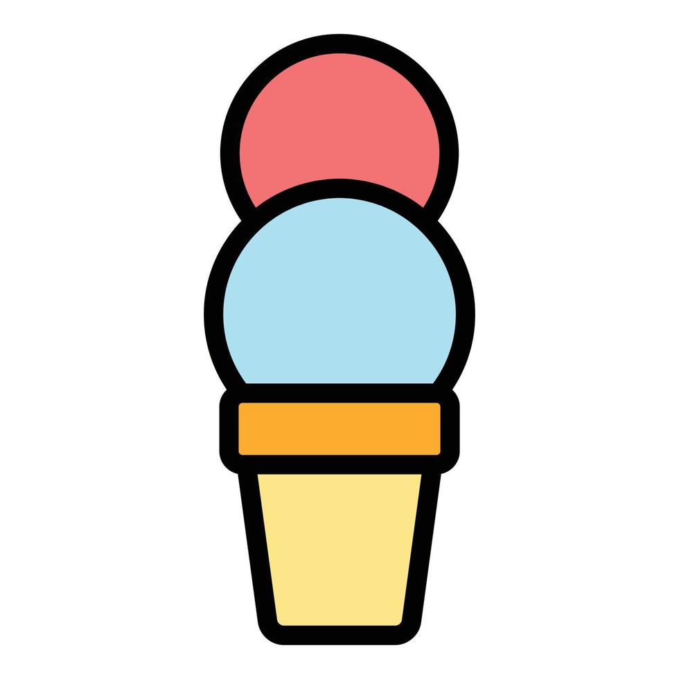 Two scoops of ice cream cup icon color outline vector