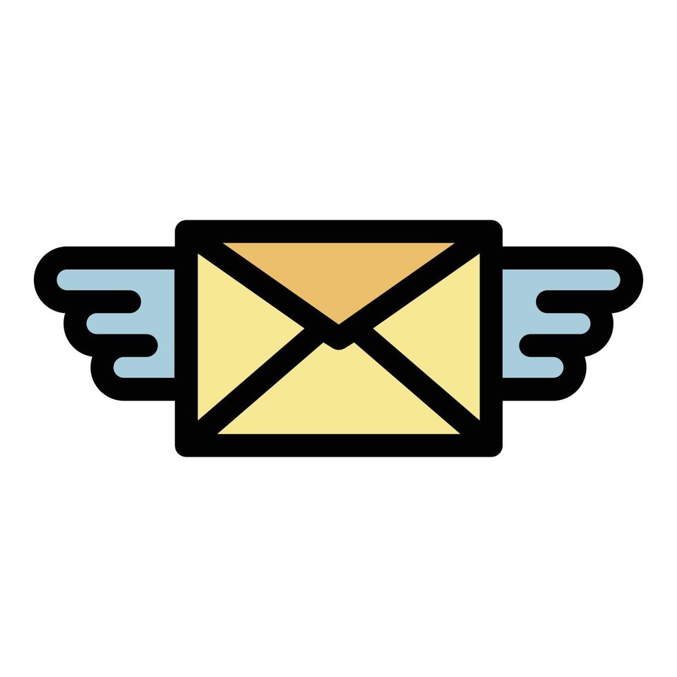 Wings mail icon color outline vector