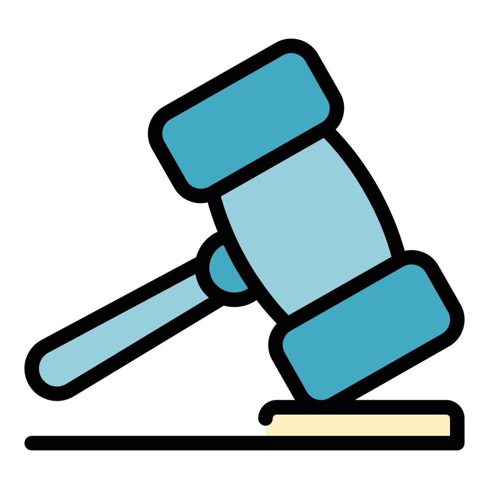 Court wood gavel icon color outline vector