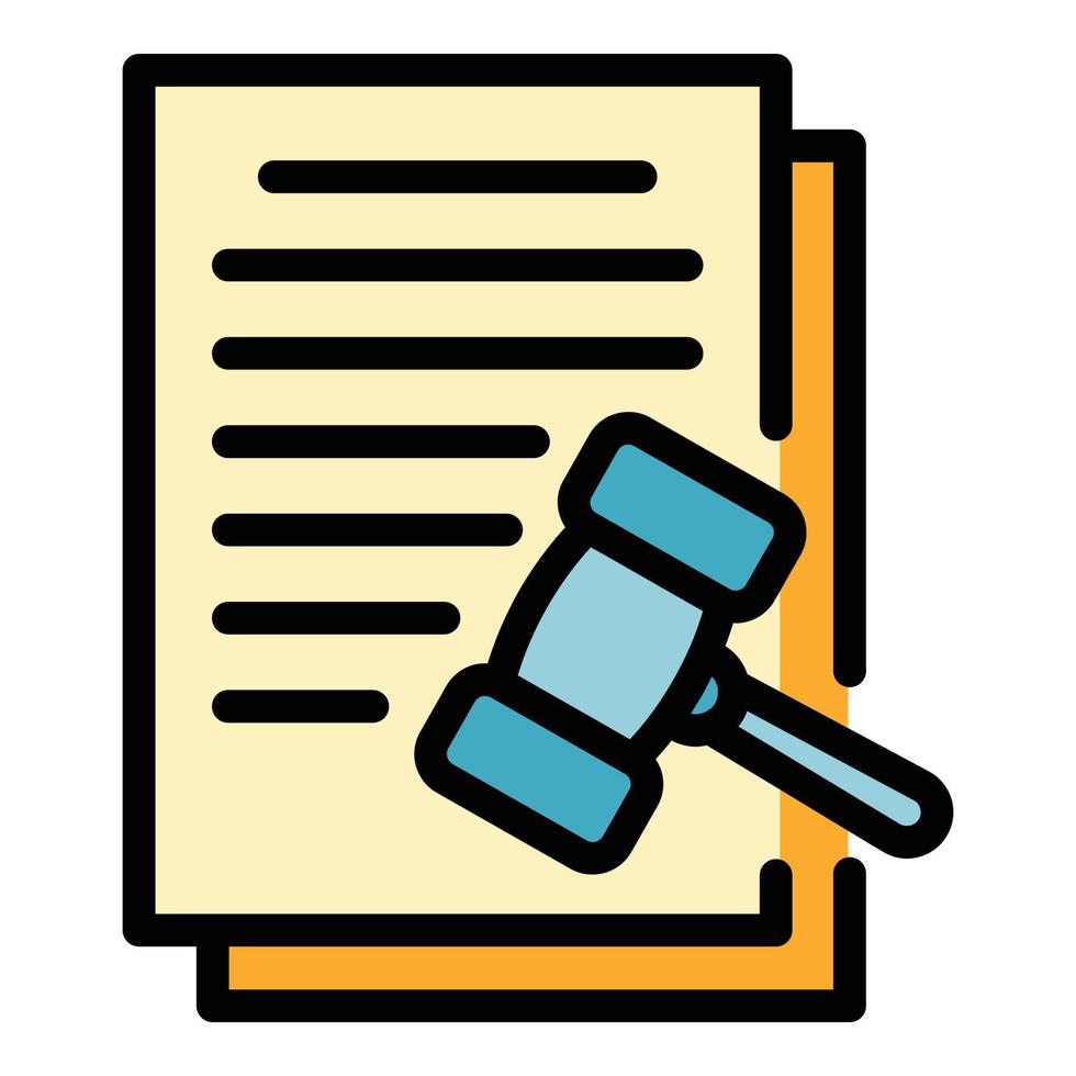 Judge contract icon color outline vector