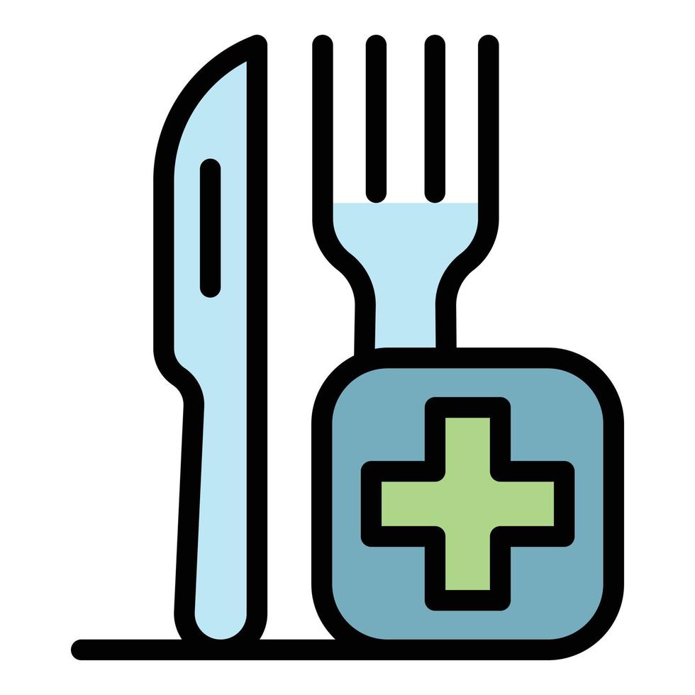 vector de contorno de color de icono de instrumento de alimentos médicos