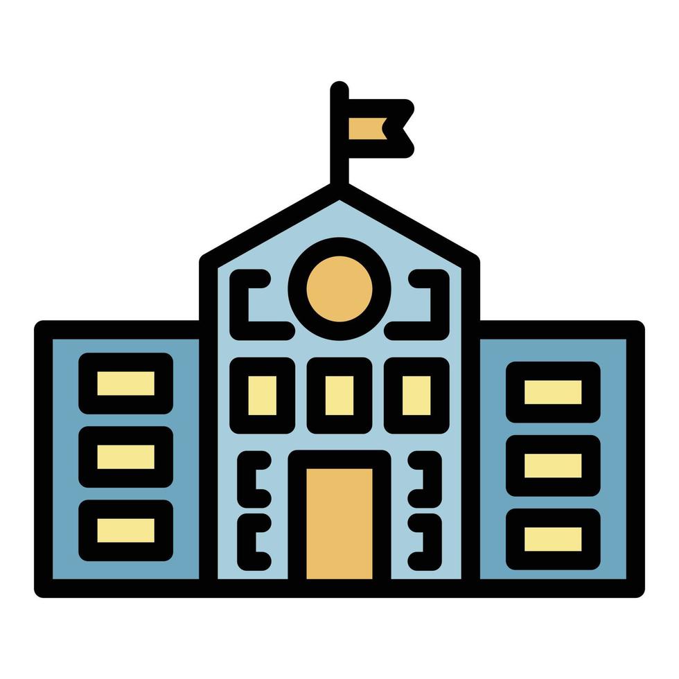 School building icon color outline vector