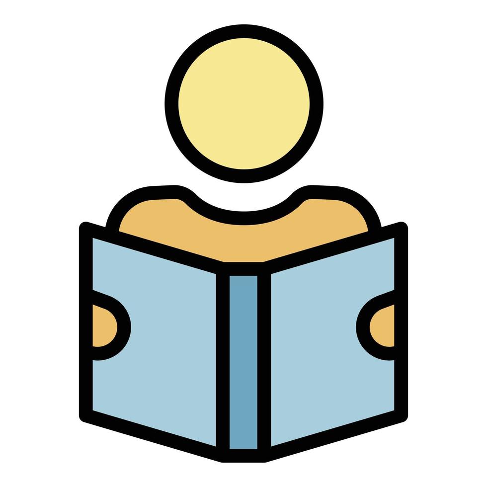 Man reading book icon color outline vector