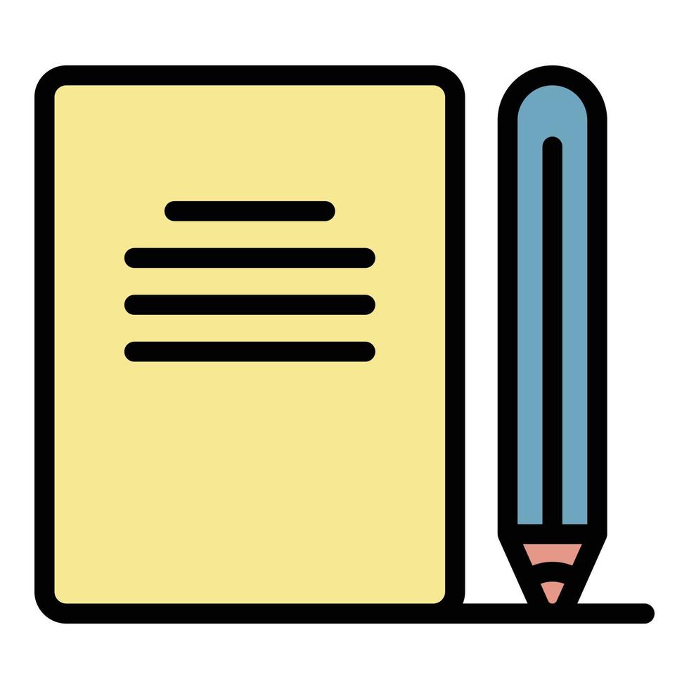 Notebook pencil icon color outline vector