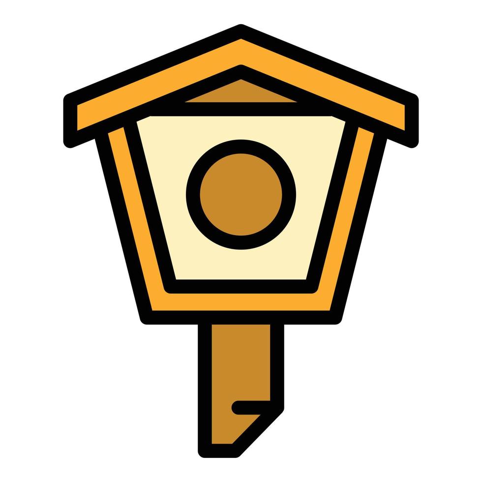 Spring bird house icon color outline vector