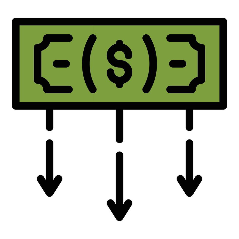 Dollar cash icon color outline vector