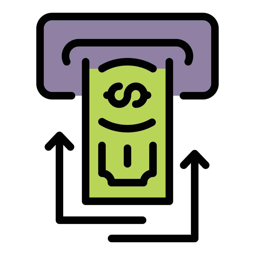 Atm cash send icon color outline vector