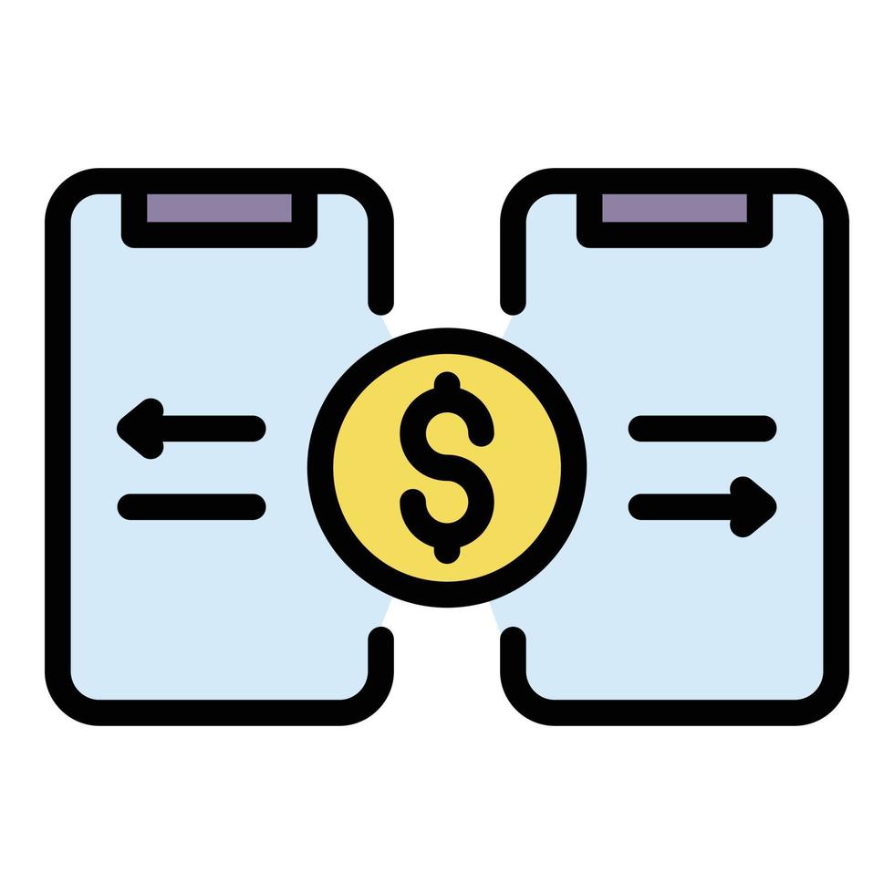 Smartphone money transfer icon color outline vector