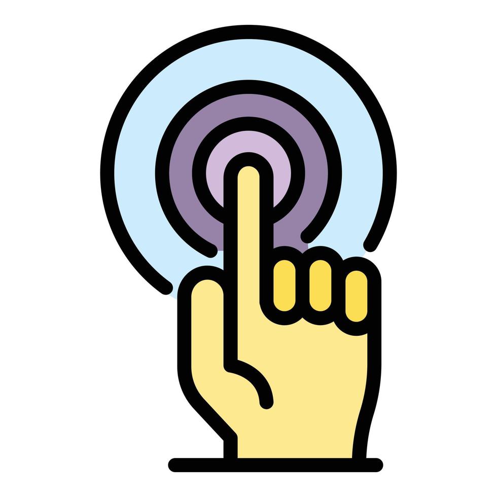 Touch authentication icon color outline vector