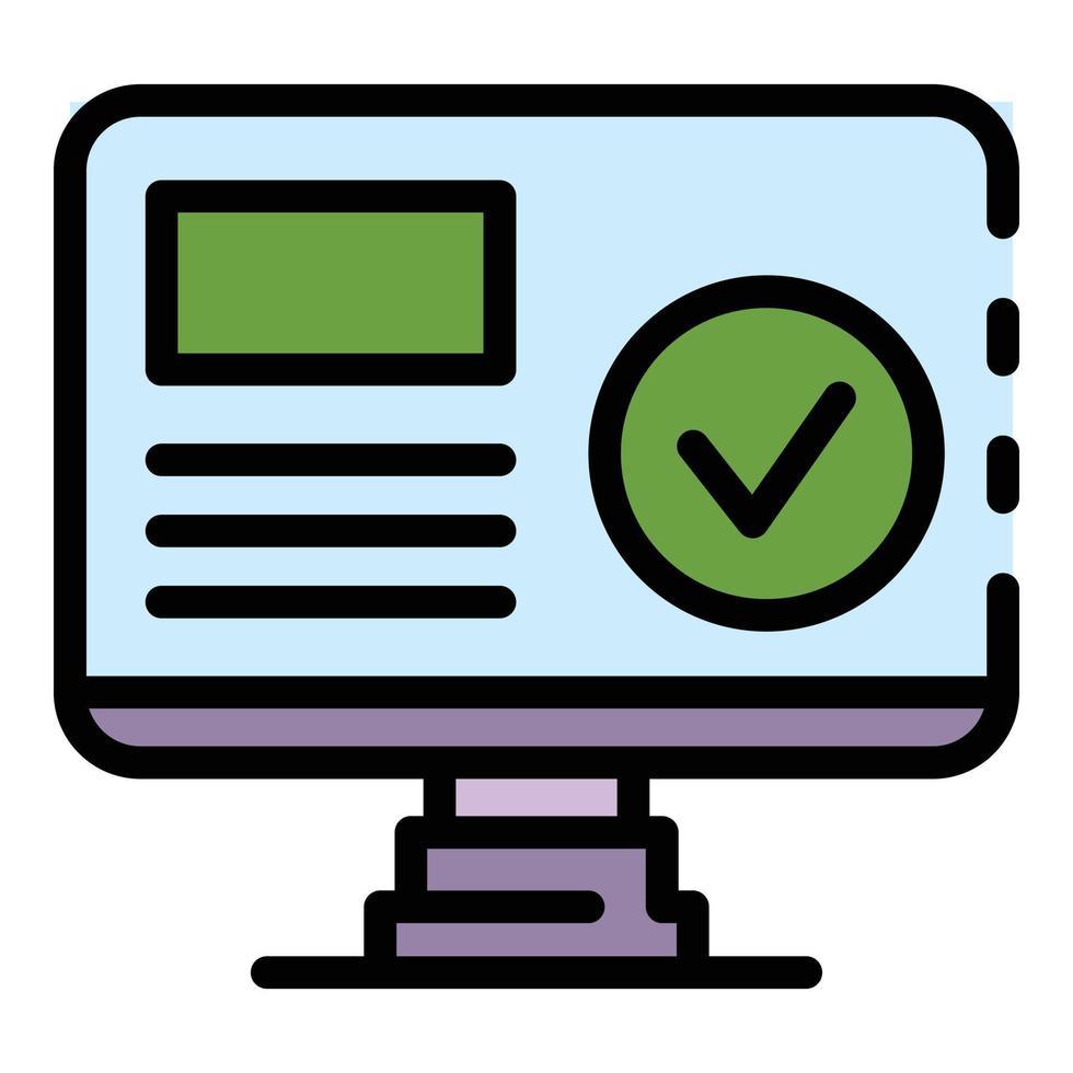 Computer biometric authentication icon color outline vector