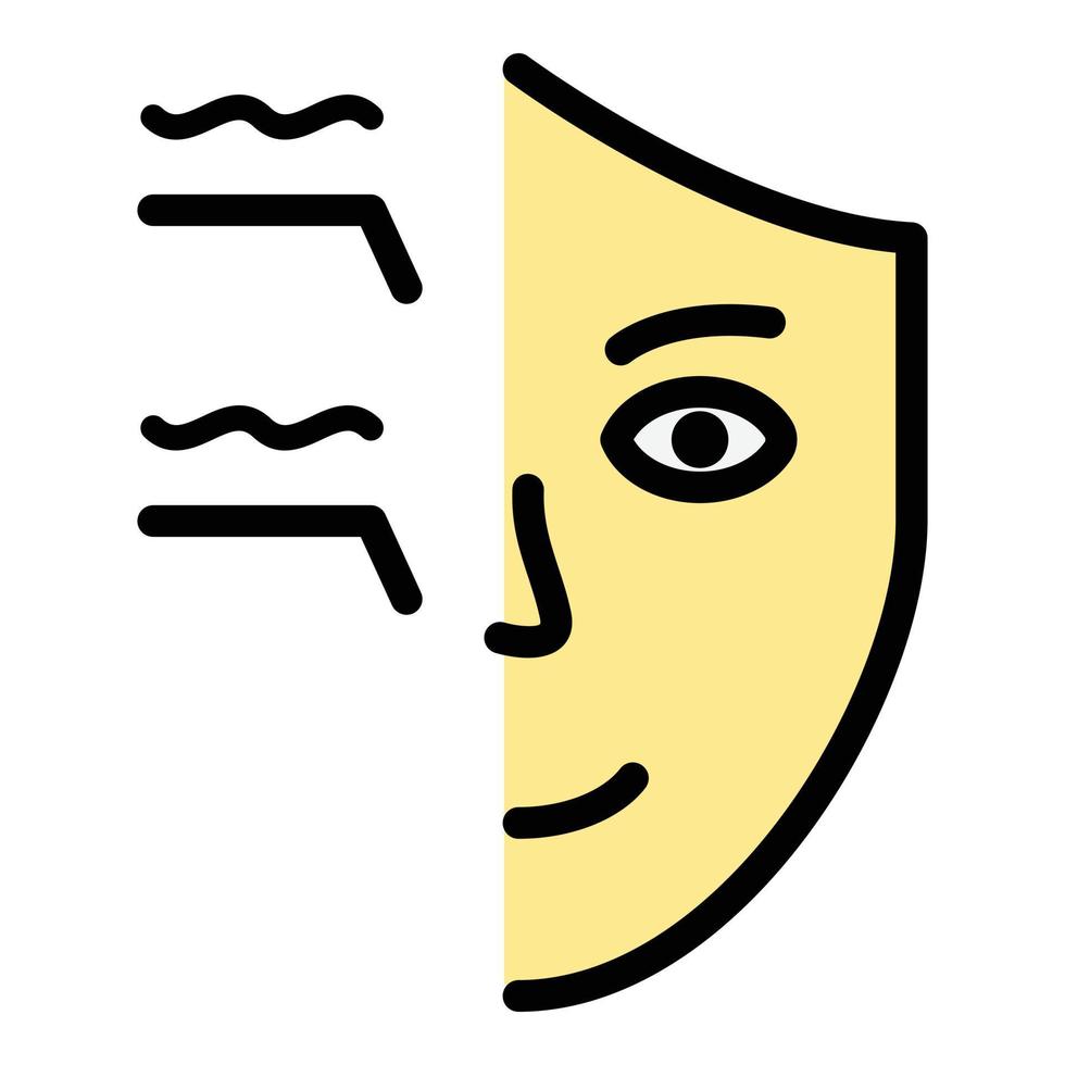 vector de contorno de color de icono de reconocimiento facial biométrico