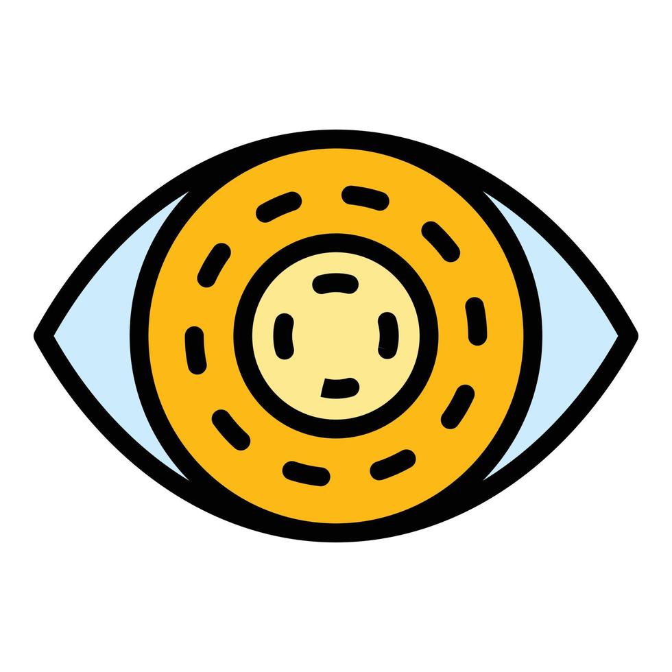 vector de contorno de color de icono de identificación de ojo biométrico