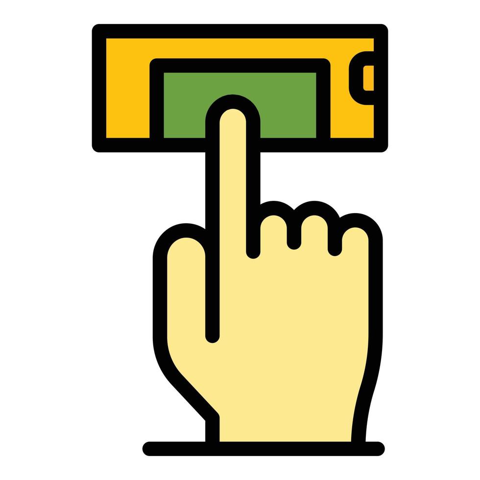 Finger authentication icon color outline vector