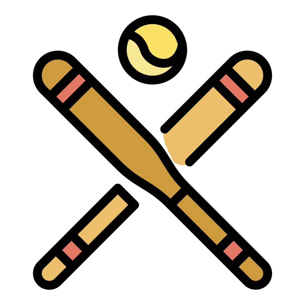 vector de contorno de color de icono de bate de béisbol