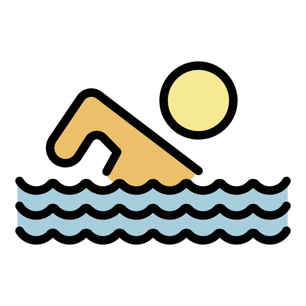 Man swimming icon color outline vector