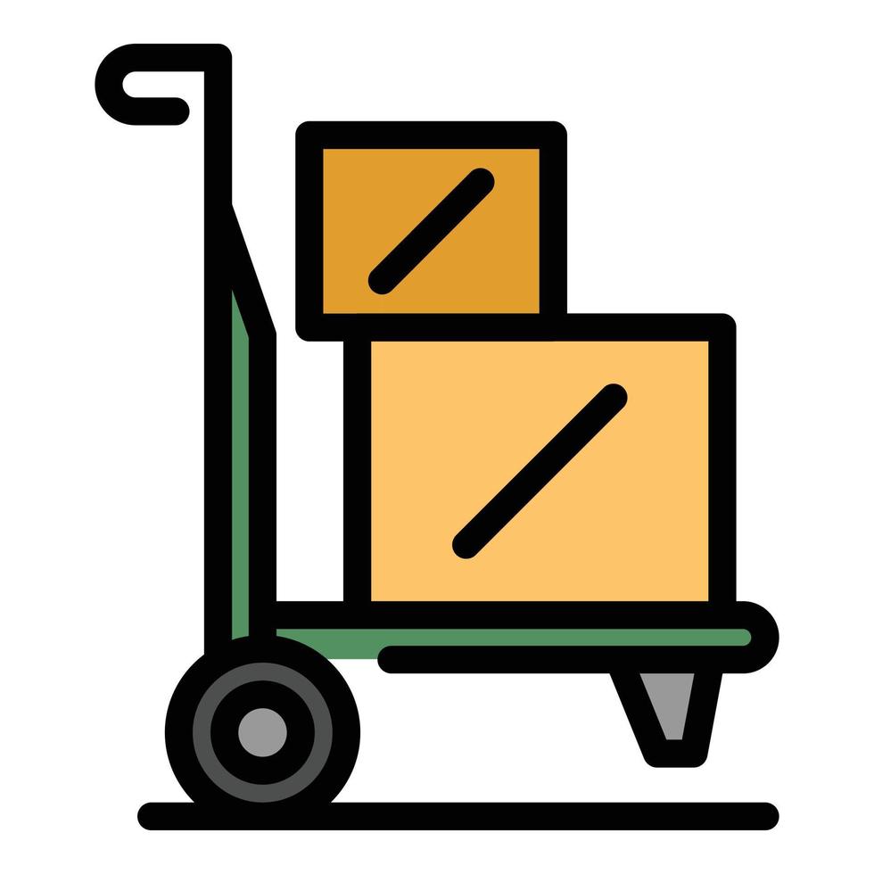 Relocation cart icon color outline vector