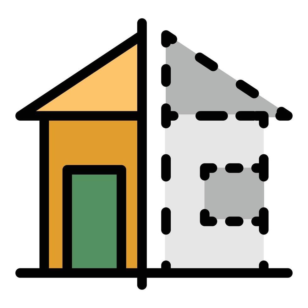 vector de contorno de color de icono de reconstrucción de casa