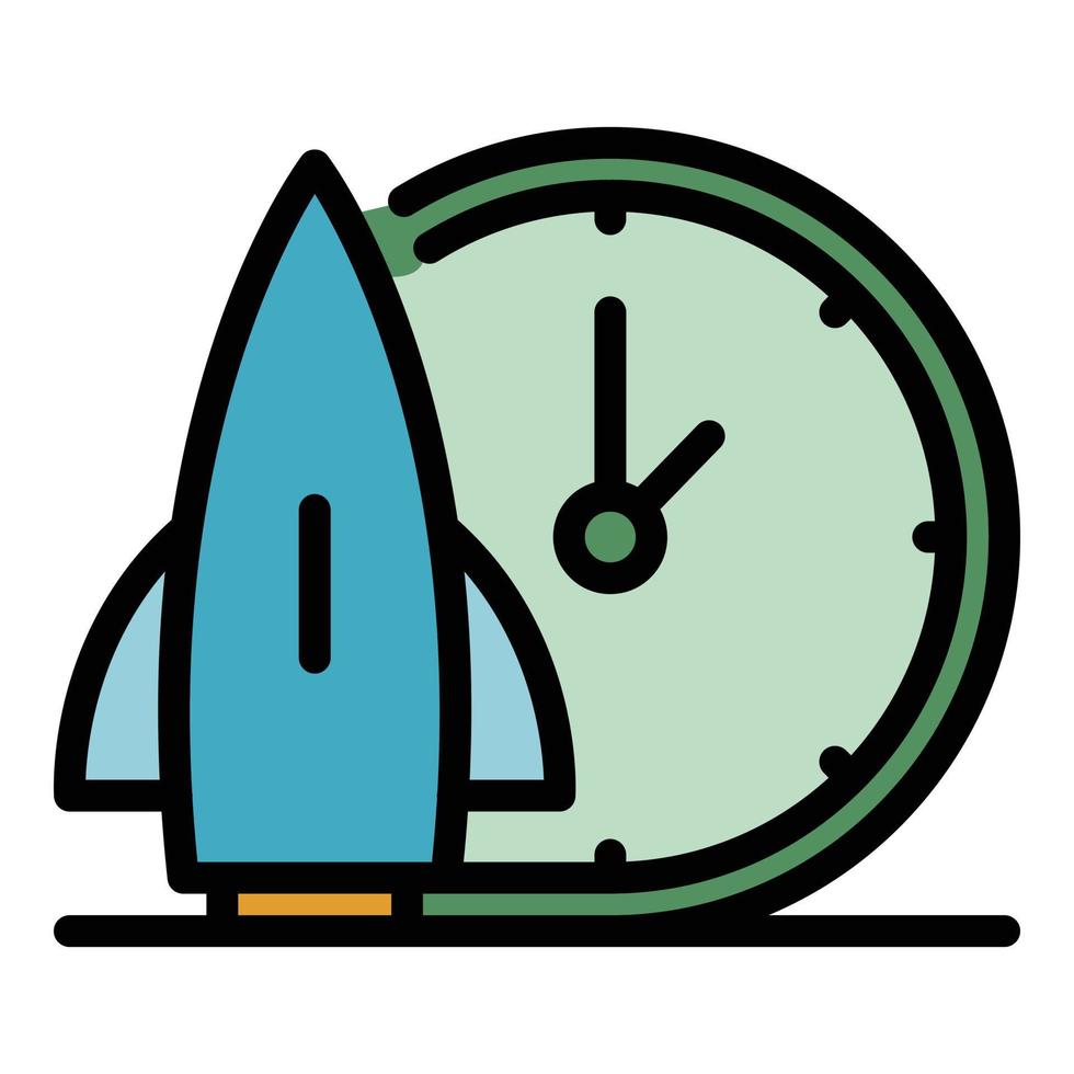 Rocket time shipping icon color outline vector
