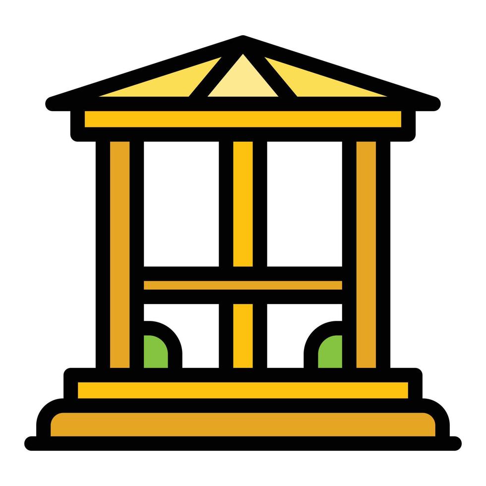 Garden gazebo icon color outline vector