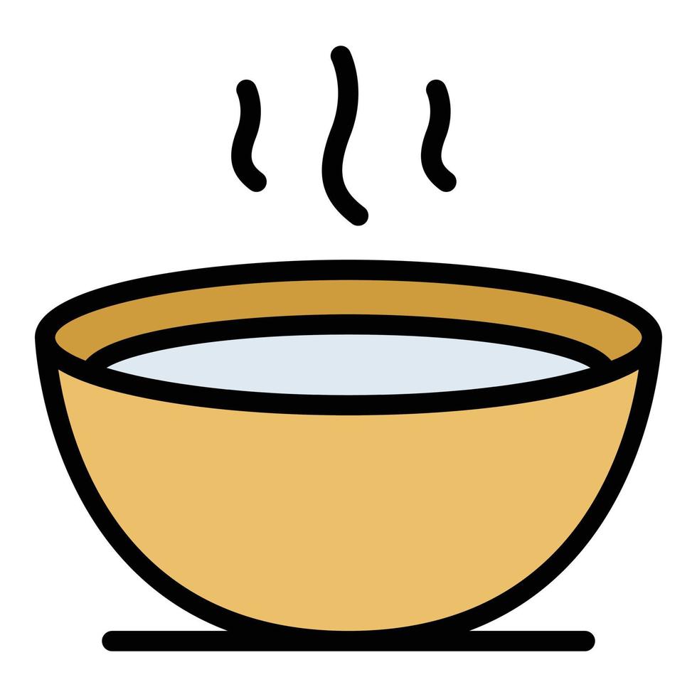 Hot bowl soup icon color outline vector