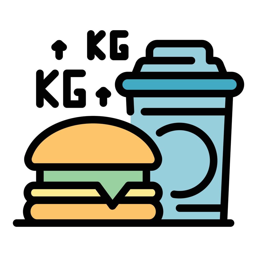 vector de contorno de color de icono de peso de comida rápida