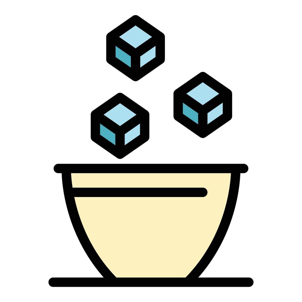 Sugar cubes in bowl icon color outline vector