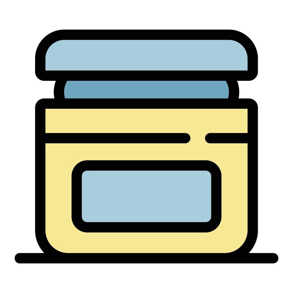 Sunscreen gel jar icon color outline vector