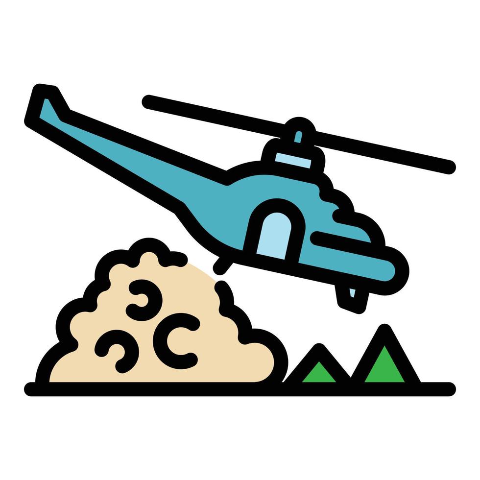 Firefighter helicopter icon color outline vector