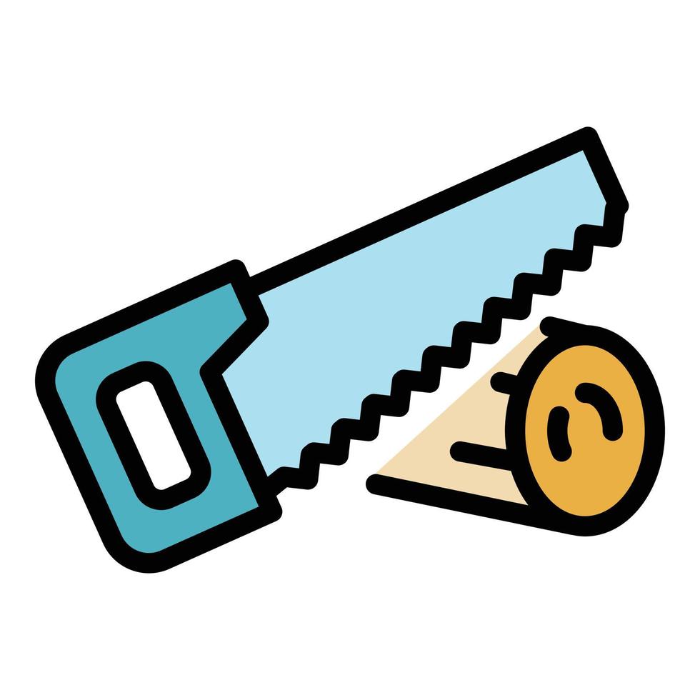 Hand saw icon color outline vector