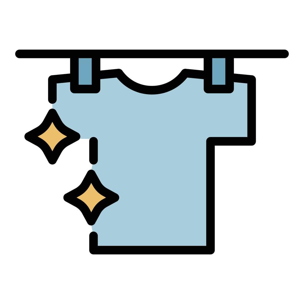 Clean shirt on hang wire icon color outline vector